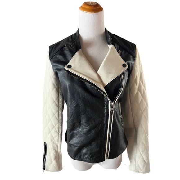 Scotch And Soda Two Tone Leather Moto Jacket Size S NWT